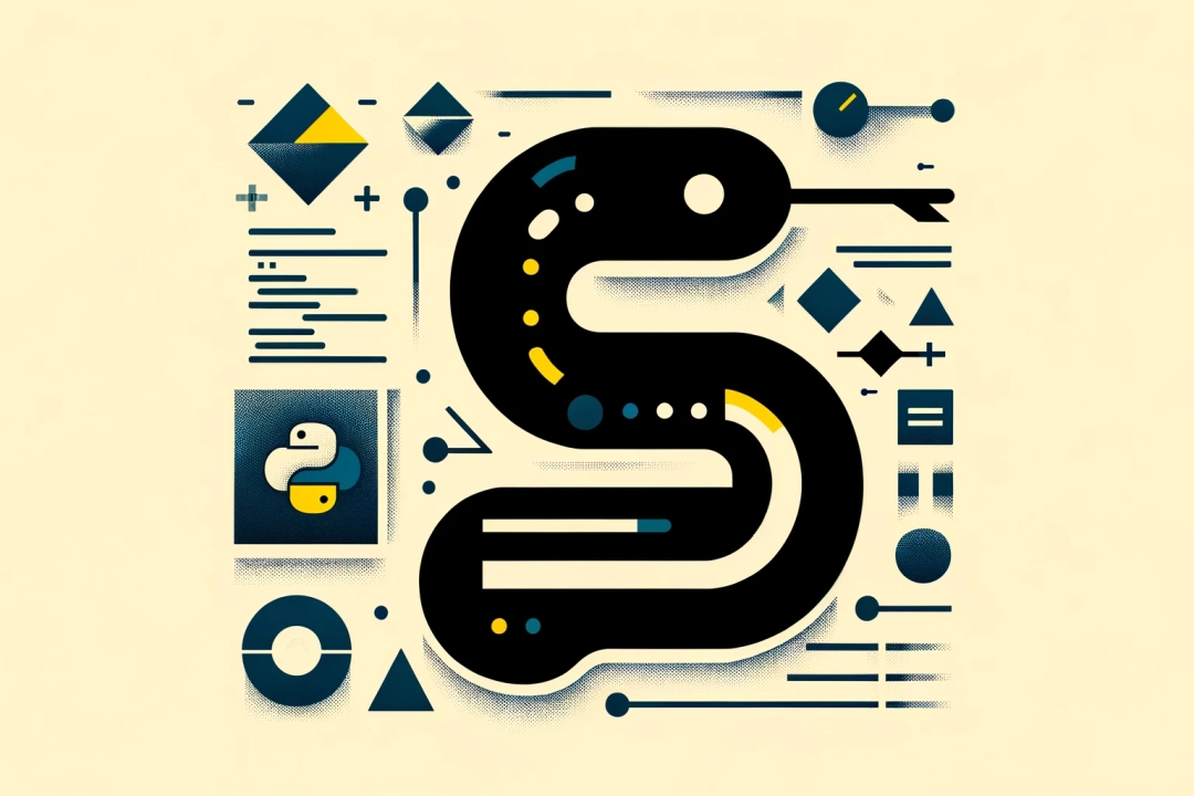 Abstract digital art representing advanced Python exception handling techniques and best practices, featuring stylized snake and error symbols in a modern, minimalistic design suitable for technical audiences.